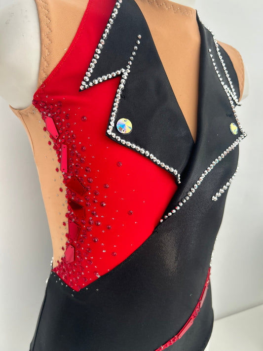 Maillot negro y rojo ~ talla 14