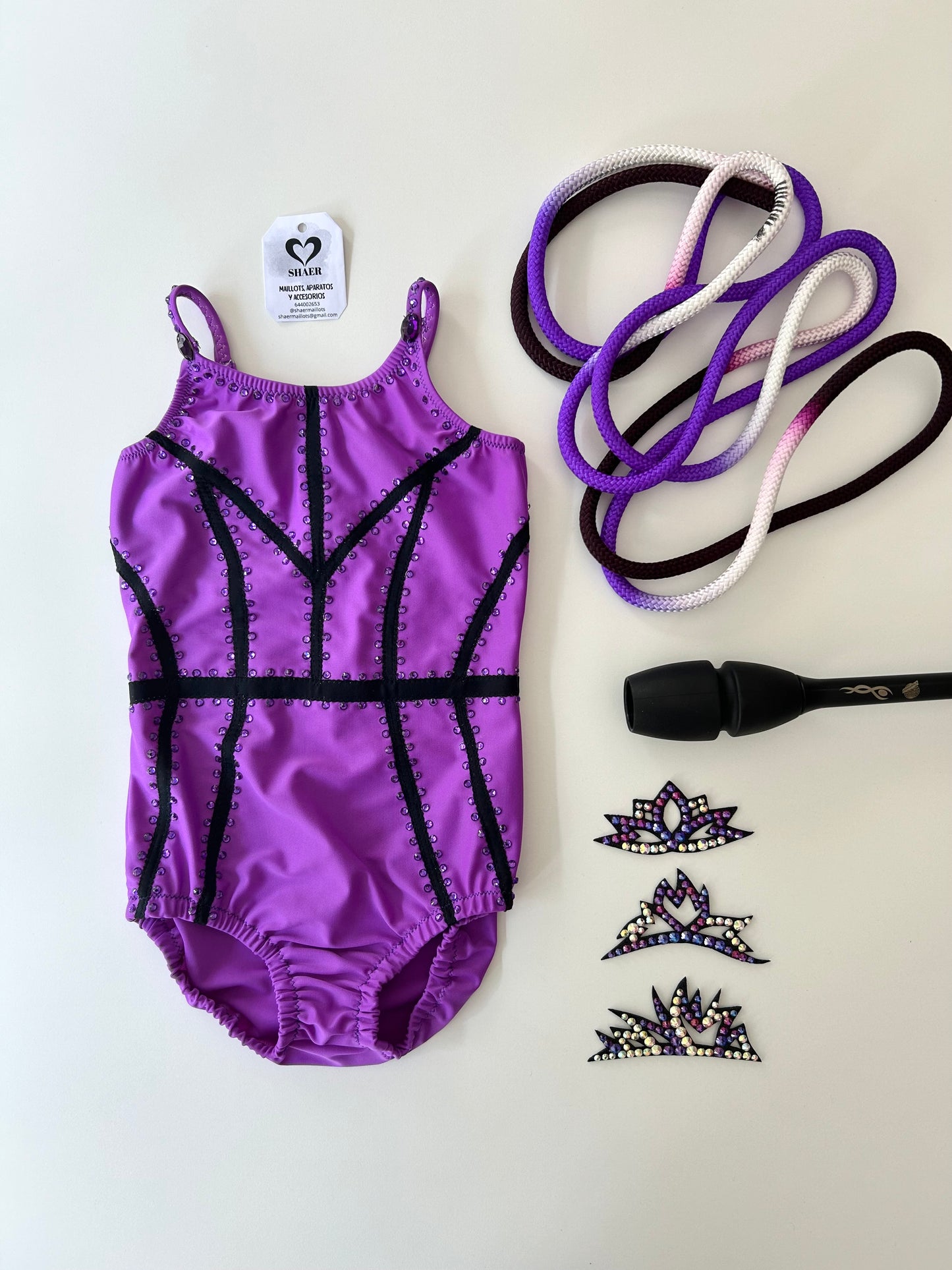 Maillot morado de tirantes finos~ Talla 8
