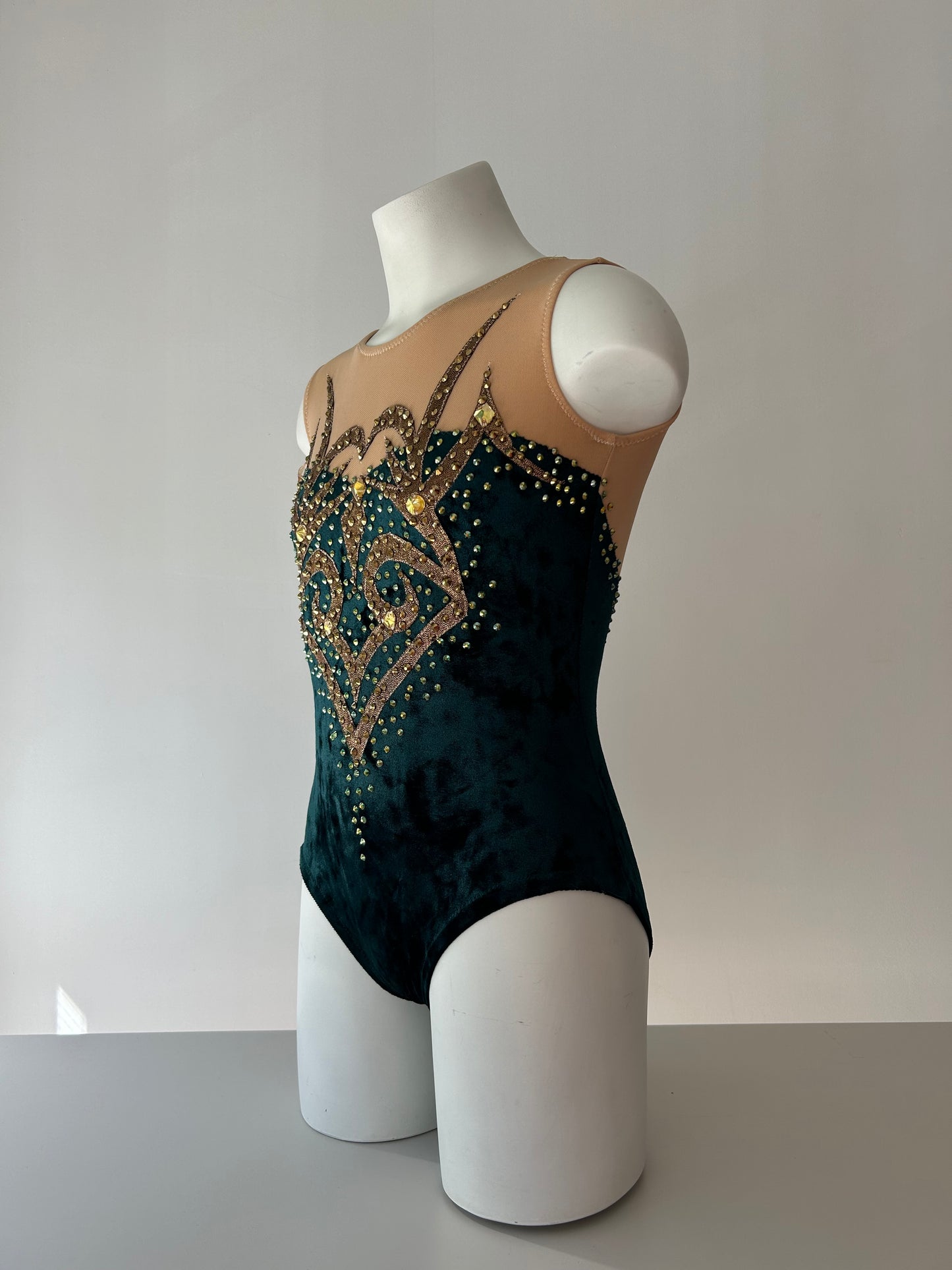 Maillot dorado y verde terciopelo ~ Talla 12