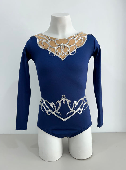 maillot competicion gimnasia ritmica en madrid y online malla mallas mayot mayots maiot maiots mallots en venta comprar online shaer  azul marino oscuro plata elegante