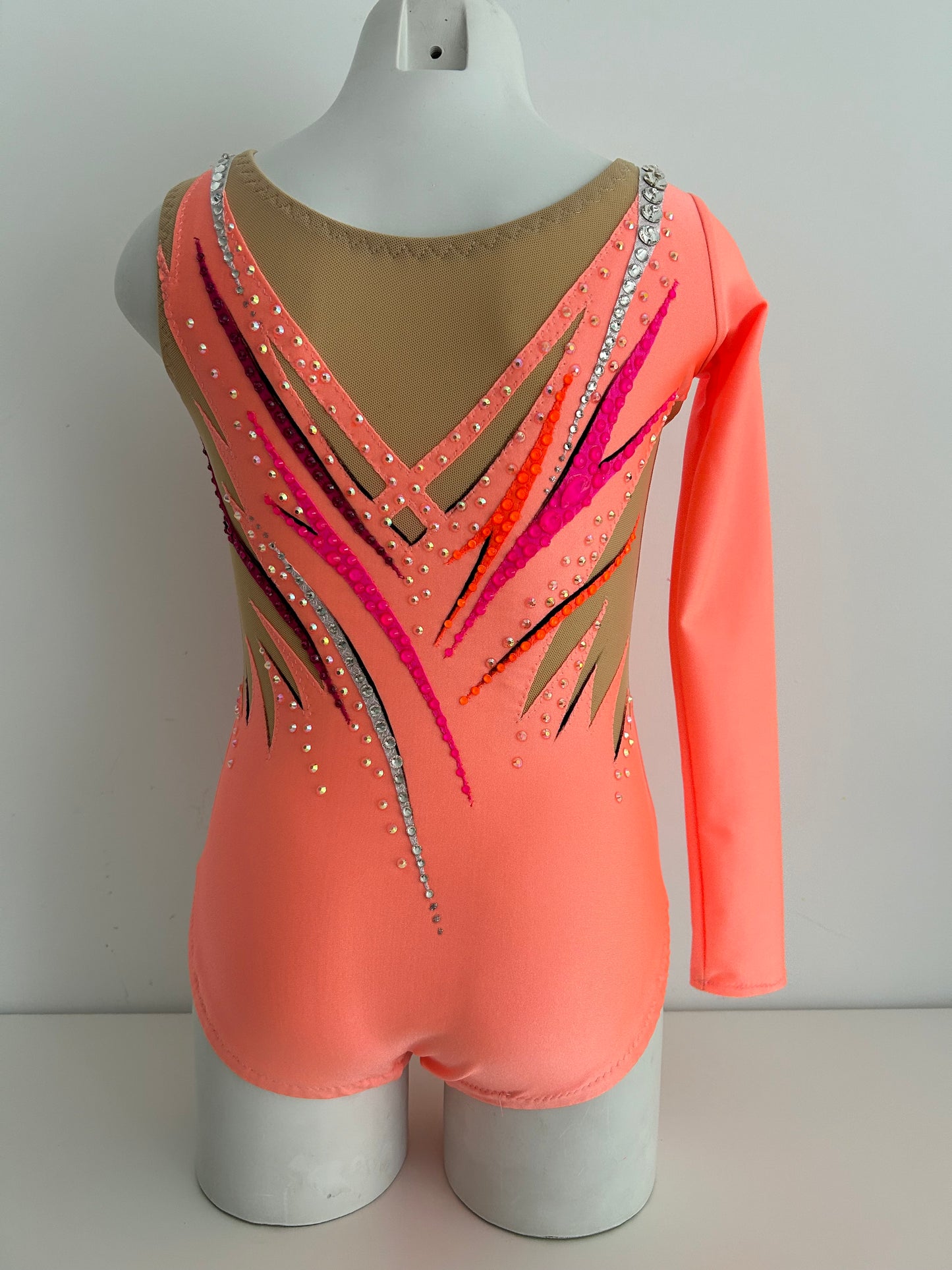 Maillot coral, naranja y plata ~talla 10