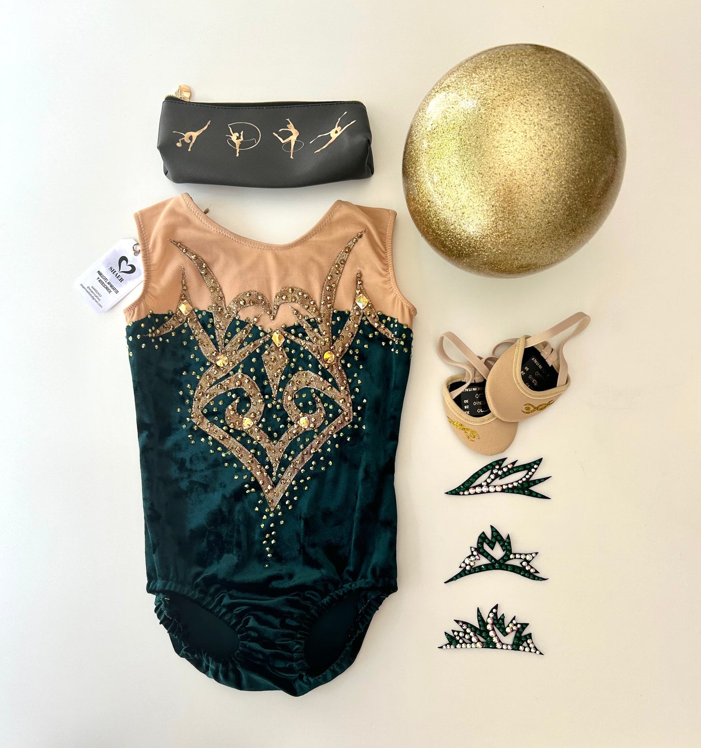 Maillot dorado y verde terciopelo ~ Talla 12