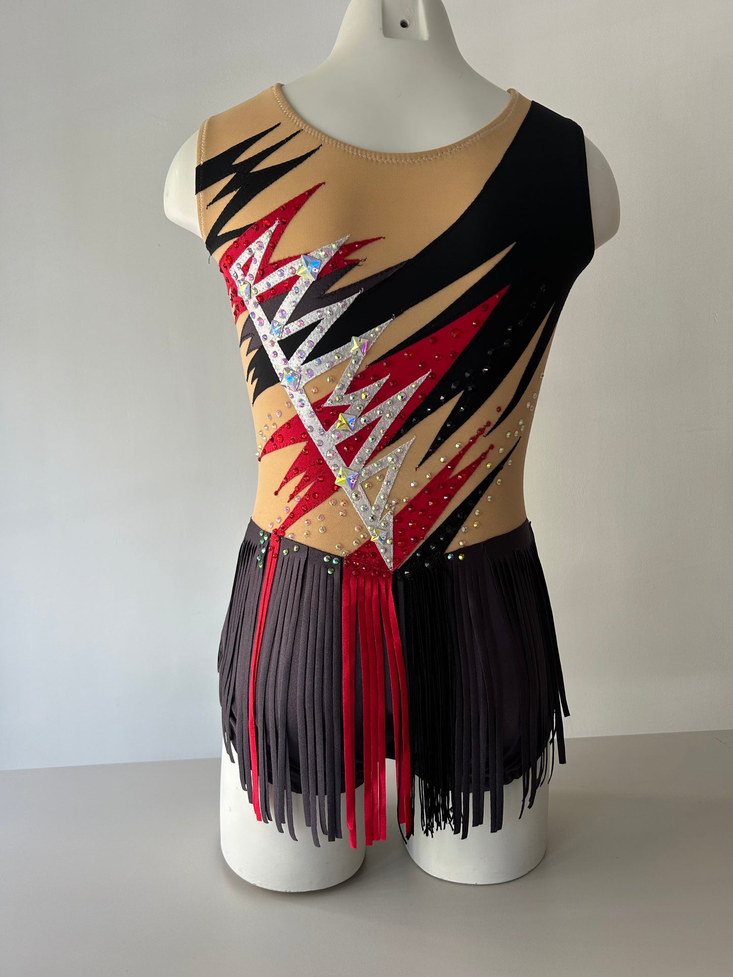 Maillot gris, negro y rojo ~ Talla 14