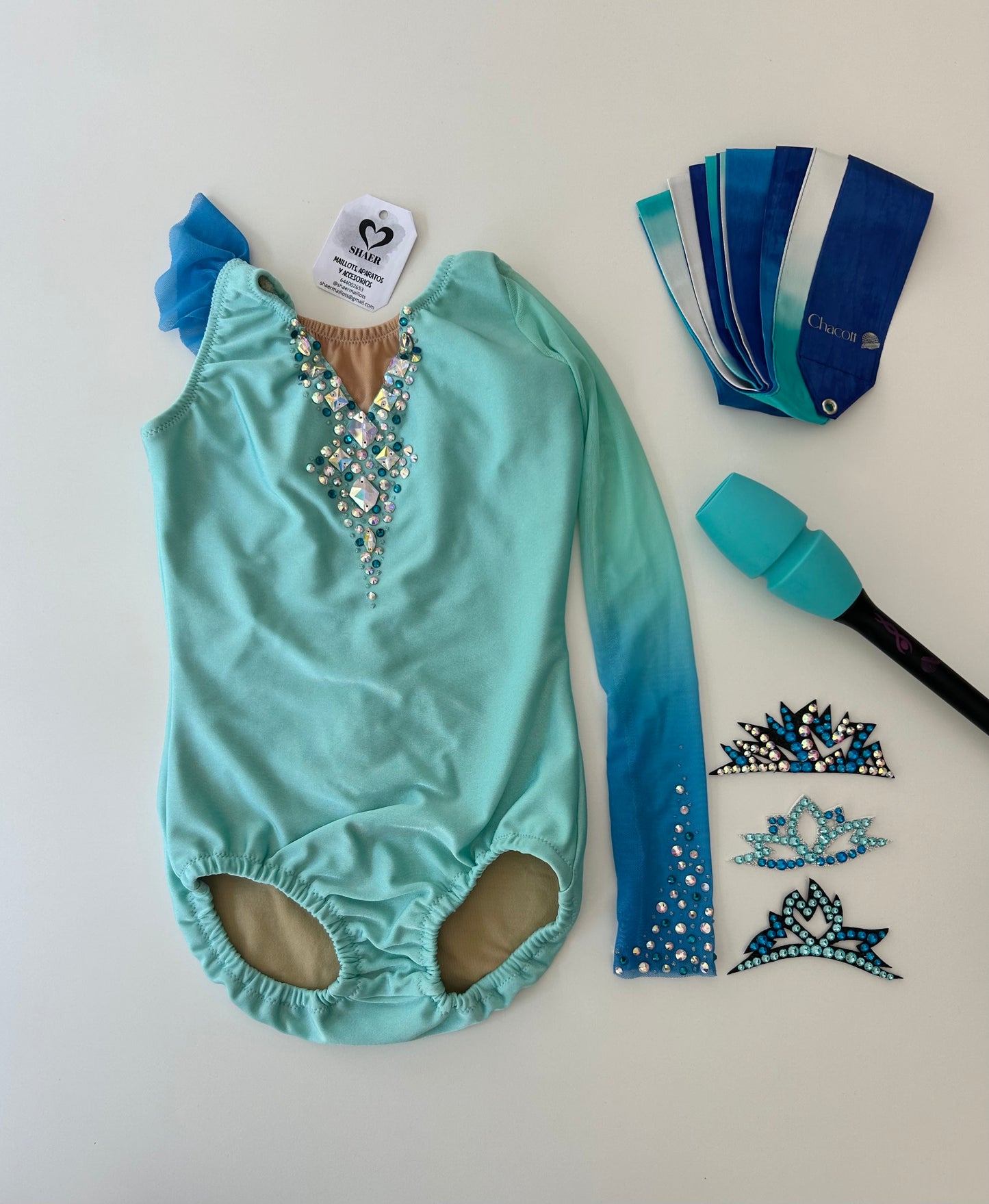 Maillot azul claro degradado ~ Talla 6