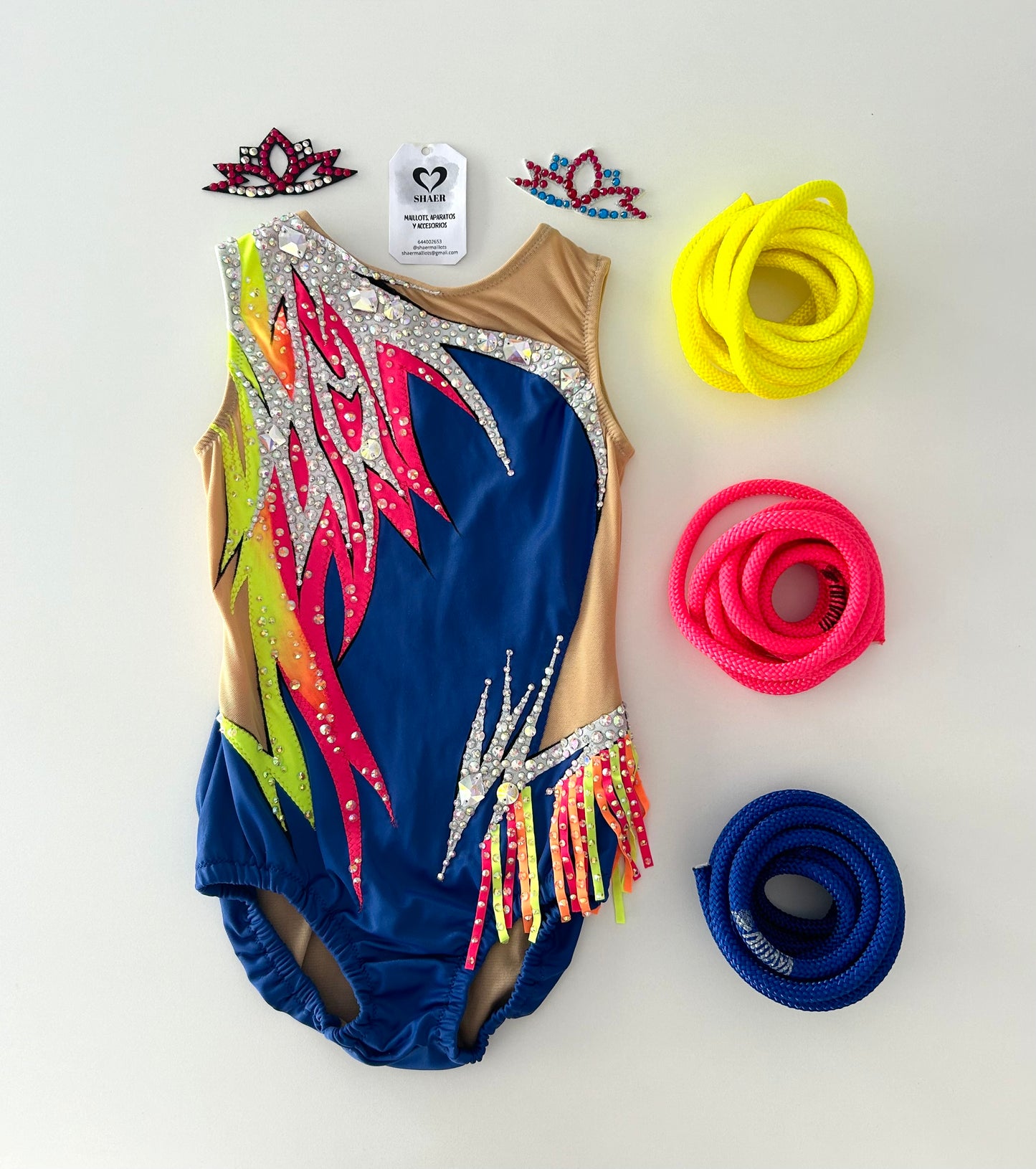 Maillot azul, amarillo y rosa ~ Talla 10