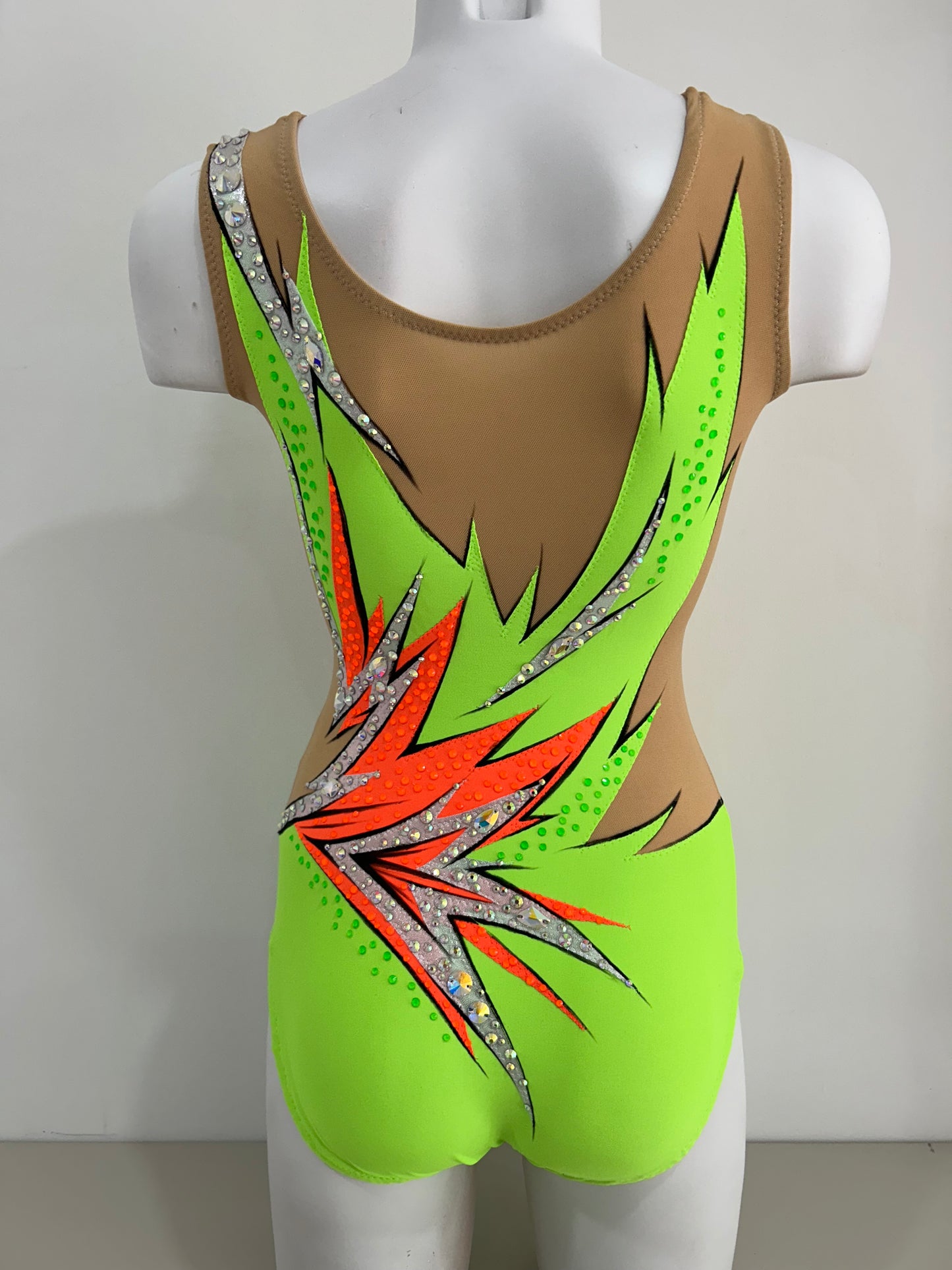 maillot competicion gimnasia ritmica en madrid y online malla mallas mayot mayots maiot maiots mallots en venta comprar online shaer verde naranja plata