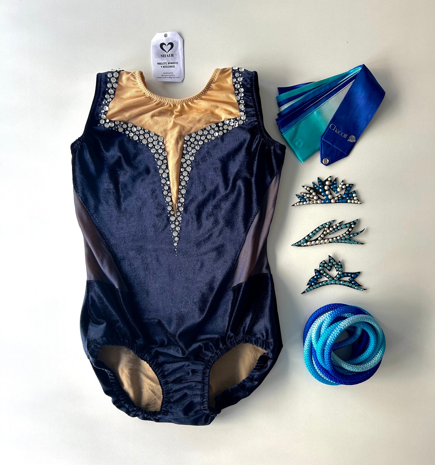 Maillot azul oscuro terciopelo ~ Talla 14
