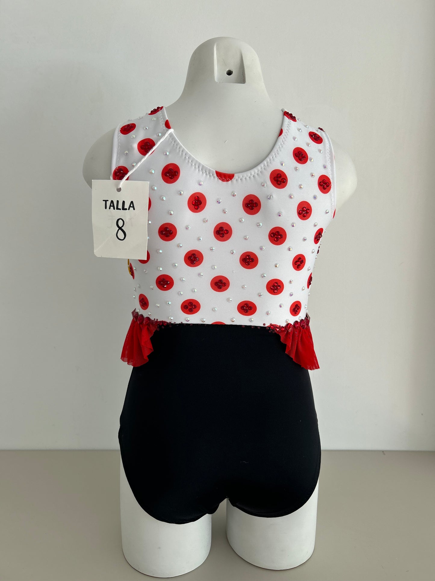 Maillot lunares negro,rojo,blanco ~ Talla 8