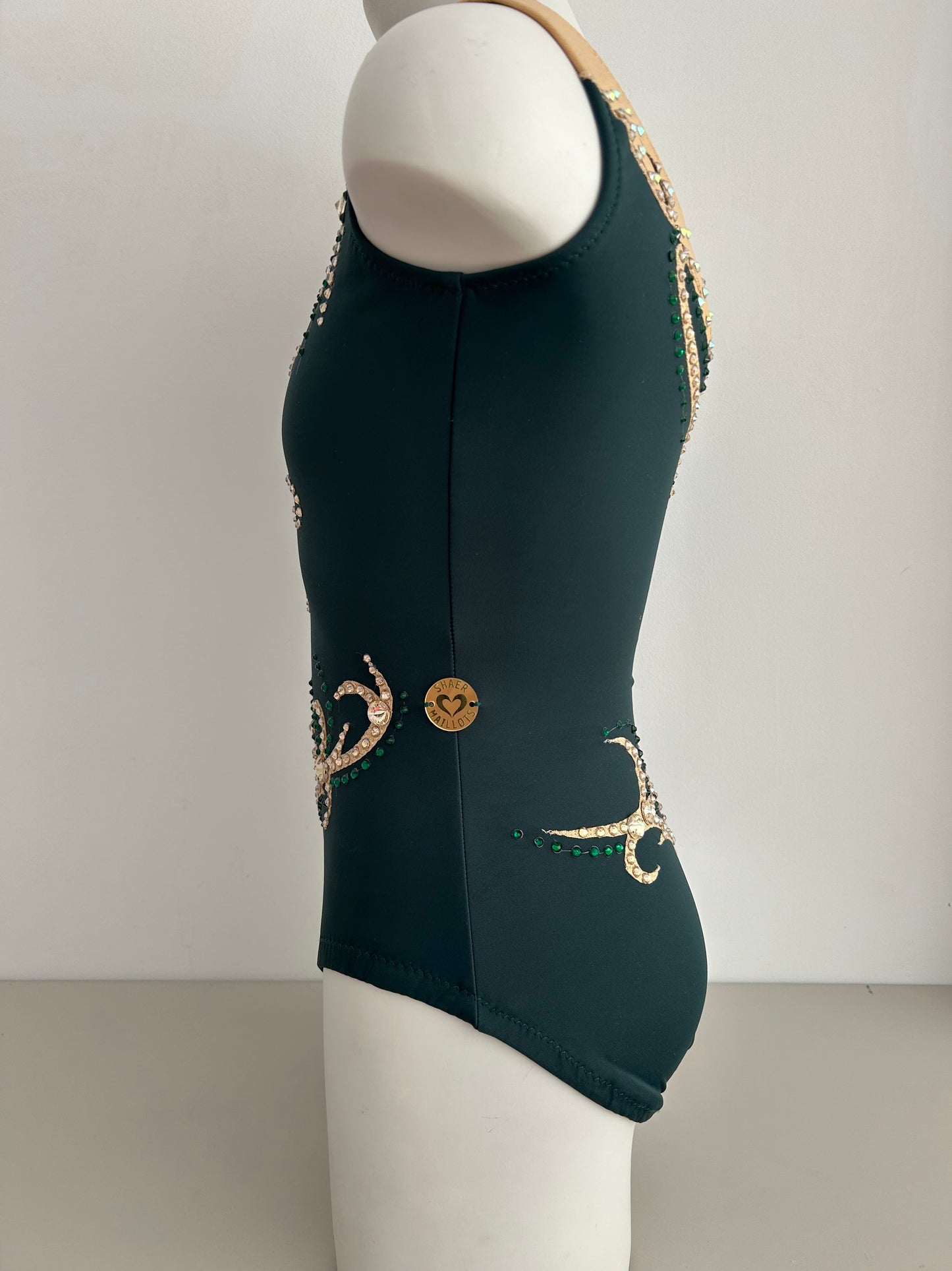 Maillot verde oscuro y dorado~ Talla 14