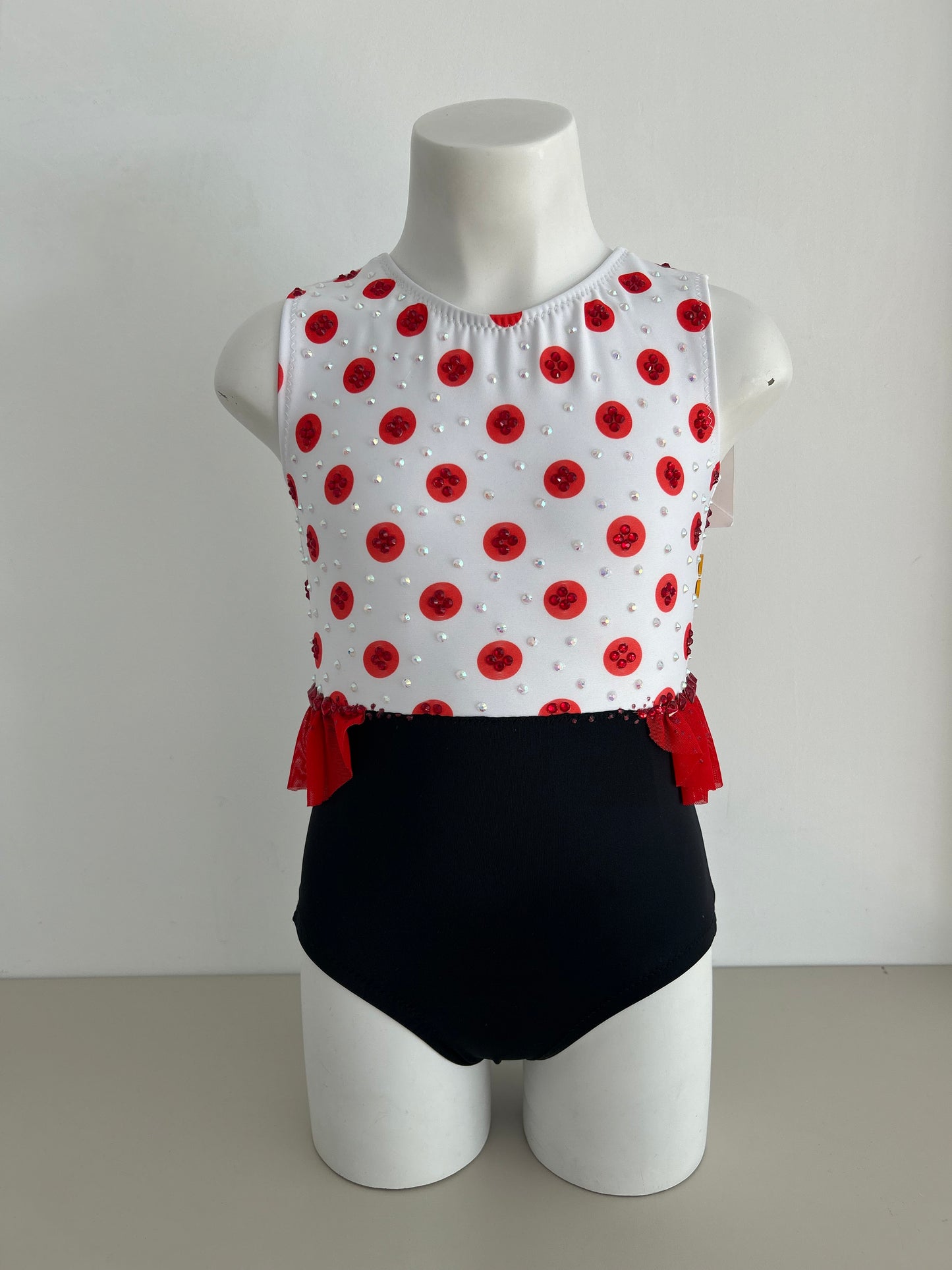 Maillot lunares negro,rojo,blanco ~ Talla 8
