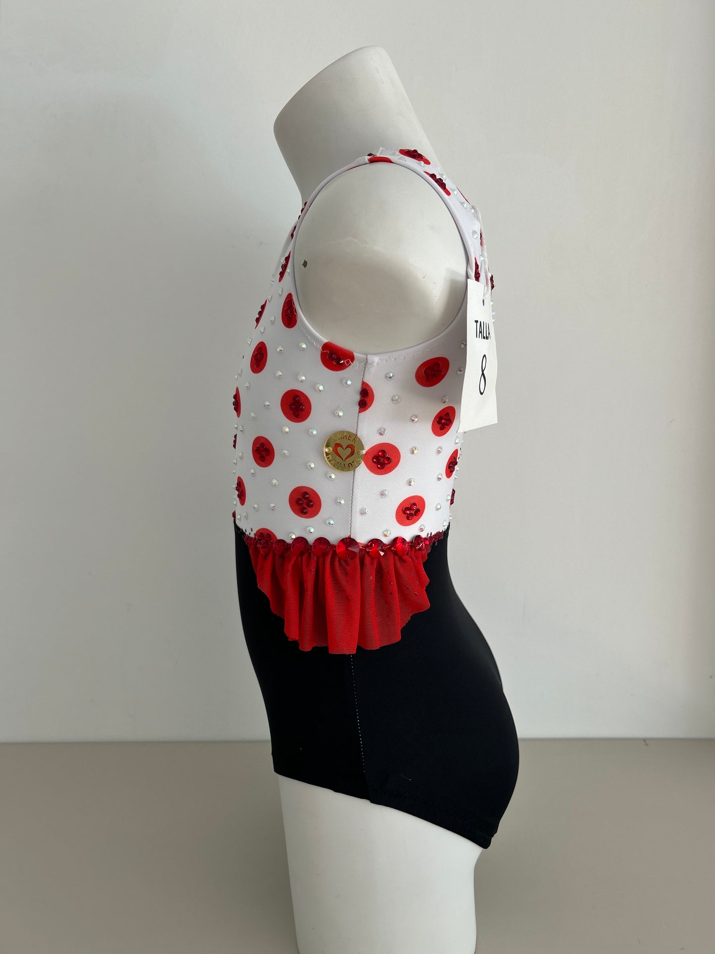 Maillot lunares negro,rojo,blanco ~ Talla 8
