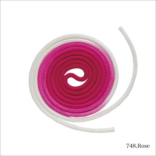 Cuerda multicolor Chacott homologada para gimnasia rítmica. Fabricada con materiales de alta calidad, ofrece flexibilidad, durabilidad y un rendimiento óptimo para competición y entrenamiento rose rosa blanco degradado