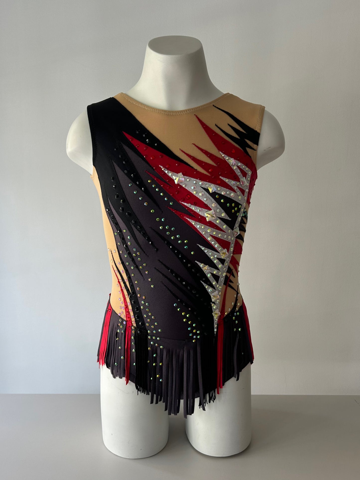 Maillot gris, negro y rojo ~ Talla 14