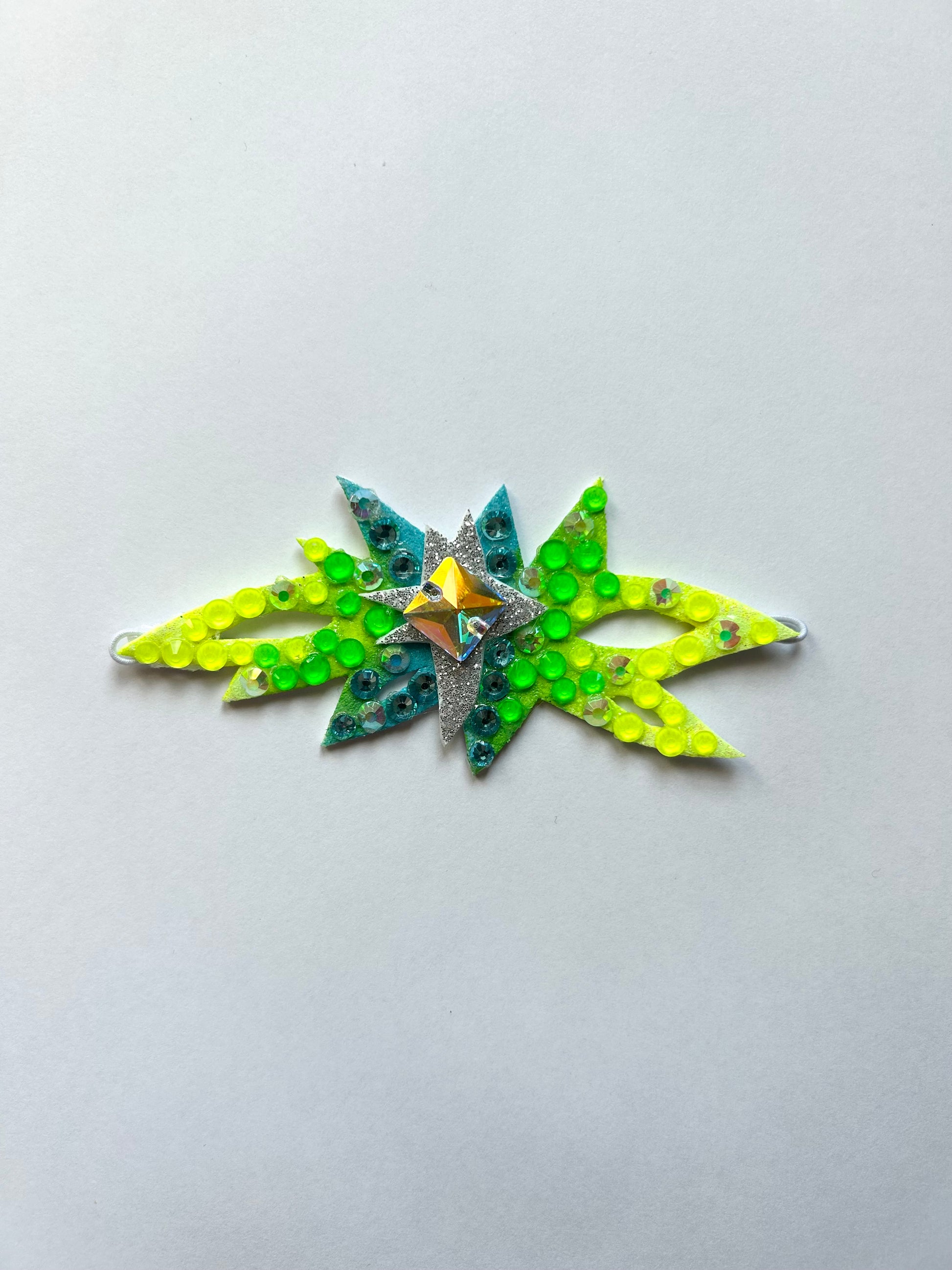 adorno de moño colores fluor para gimnasta de gimnasia ritmica edicion limitada shaer amarillo verde azul turquesa plata aurora boreal