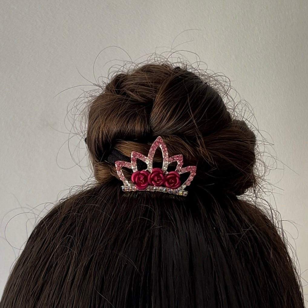 Coronita plata y roja peineta