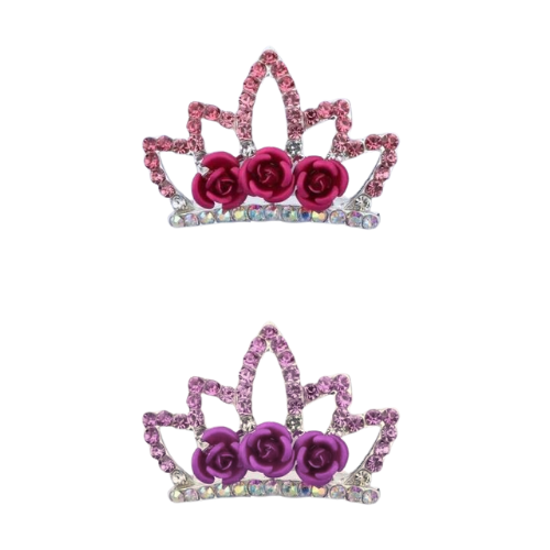 Adorno de moño para gimnasia rítmica lila y rojo y rosa