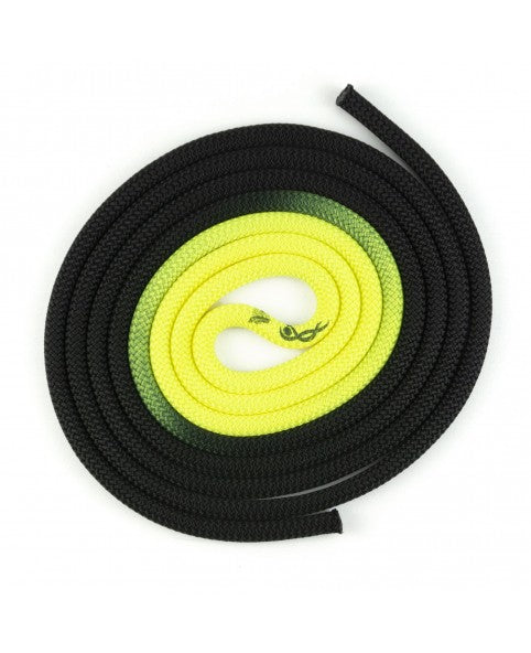 cuerda venturelli gimnasia ritmica color degradado negro y amarillo