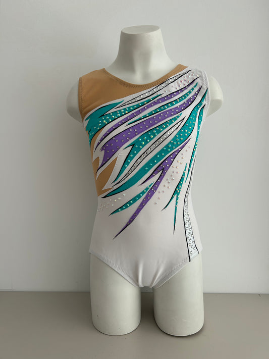 Maillot azul claro y blanco lila de competición malla mallot maillots shaer tienda de gimnasia ritmica en madrid maillots de competicion en venta disponibles en Madrid España y online