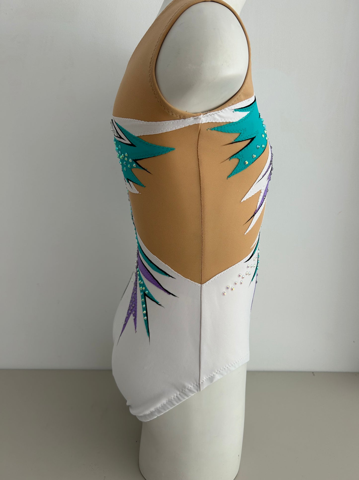 Maillot azul claro y blanco lila de competición malla mallot maillots shaer tienda de gimnasia ritmica en madrid maillots de competicion en venta disponibles en Madrid España y online