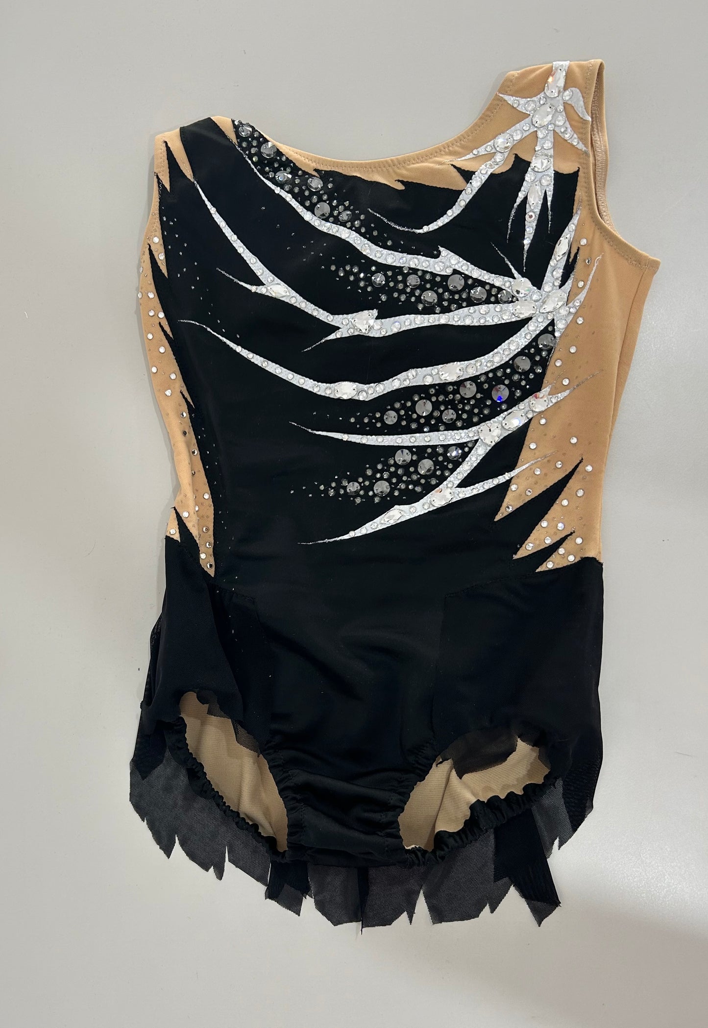 comprar malla mallot maillots shaer tienda de gimnasia ritmica en madrid competicion negro plateado con cristales