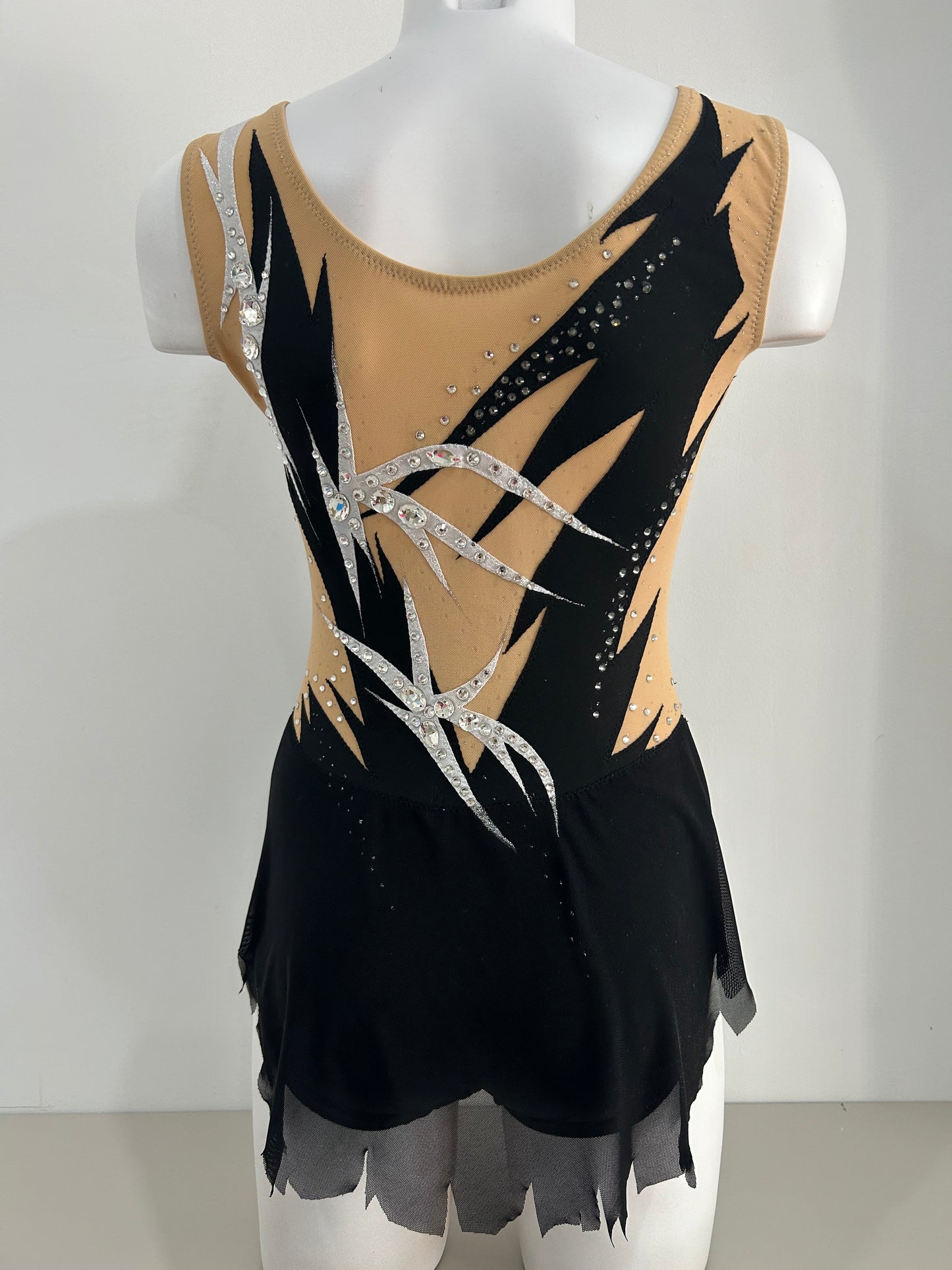 comprar malla mallot maillots shaer tienda de gimnasia ritmica en madrid competicion negro plateado con cristales