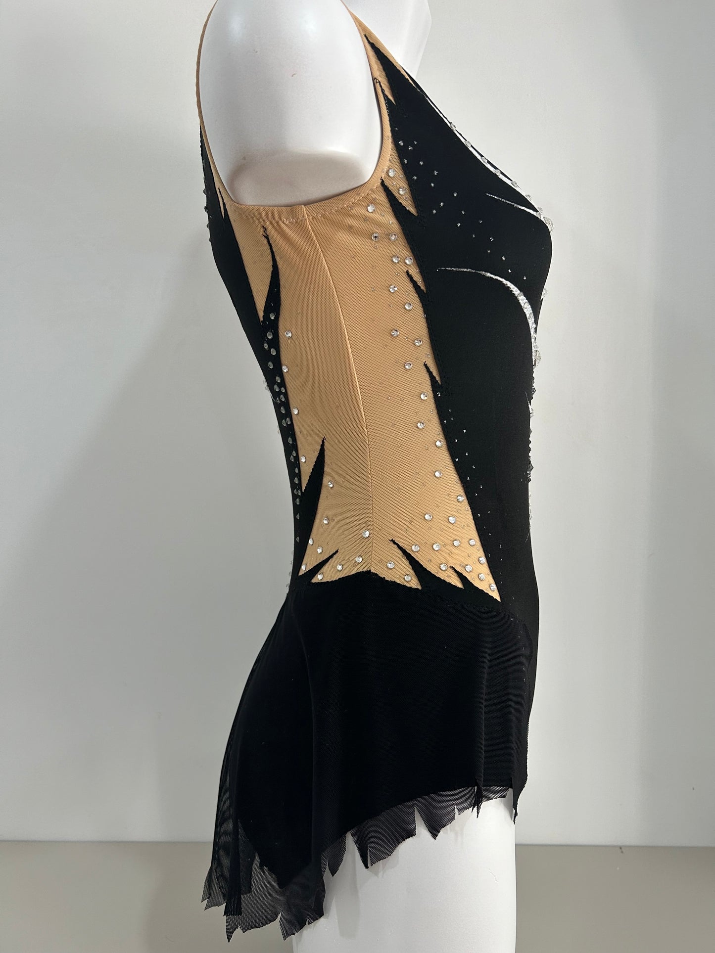 comprar malla mallot maillots shaer tienda de gimnasia ritmica en madrid competicion negro plateado con cristales