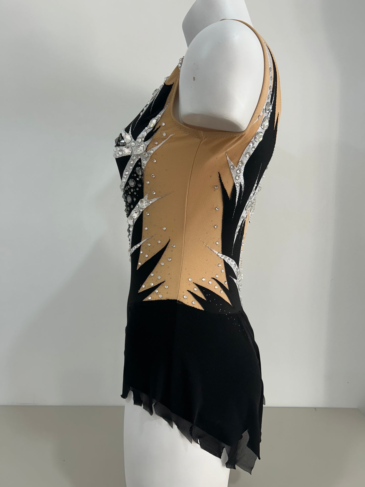 comprar malla mallot maillots shaer tienda de gimnasia ritmica en madrid competicion negro plateado con cristales