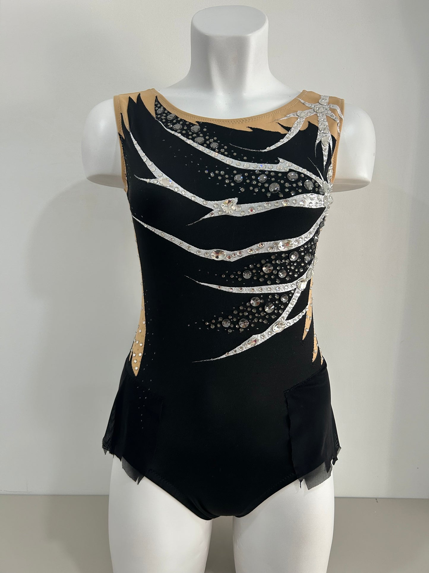 comprar malla mallot maillots shaer tienda de gimnasia ritmica en madrid competicion negro plateado con cristales