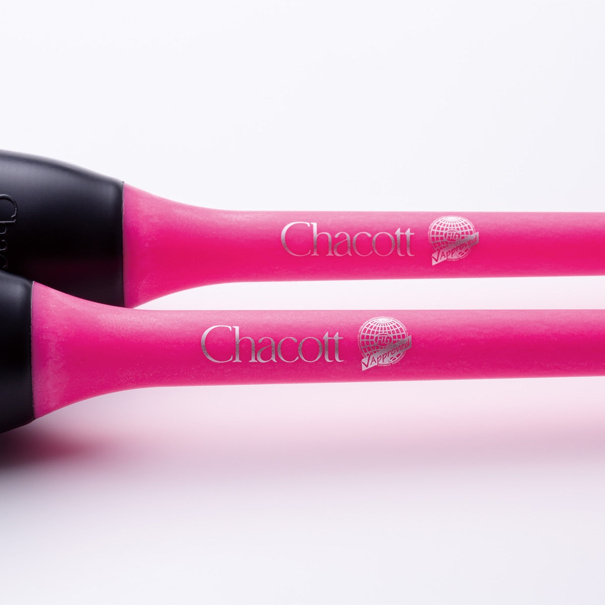 mazas Chacott gimnasia rítmica detalle rosa negro black pink shaer tienda de gimnasia rítmica en Madrid y online  Aparatos punteras maillots