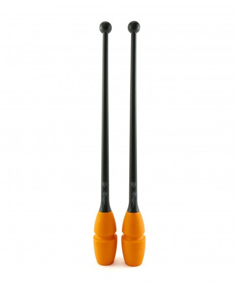 mazas venturelli gimnasia ritmica color negro y naranja