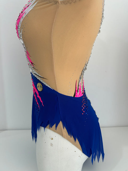 Maillot azul, rosa plata ~ talla 16