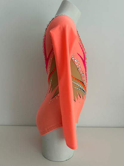 Maillot coral, naranja y plata ~talla 10
