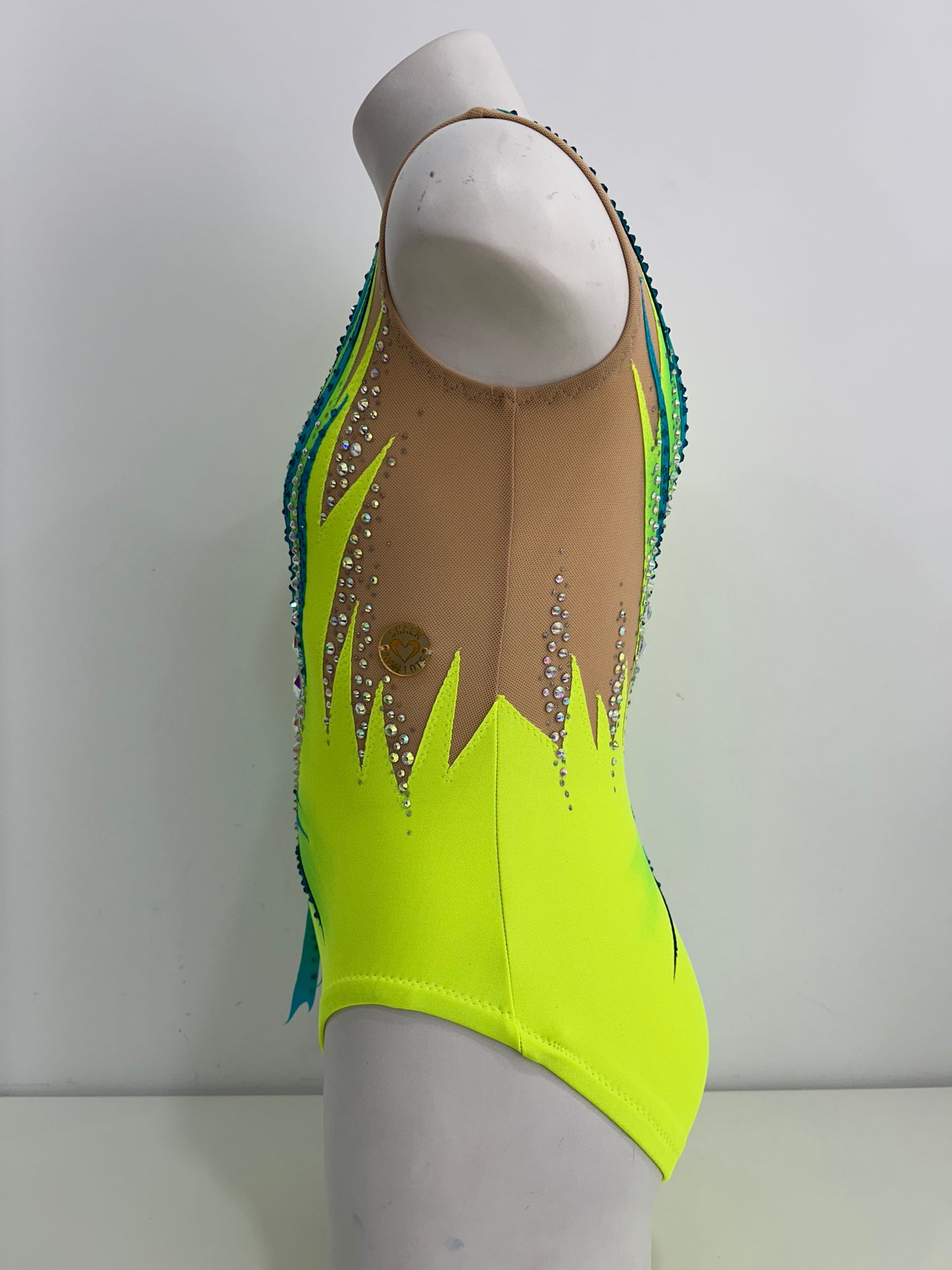 Maillot amarillo flúor y turquesa ~ Talla 12
