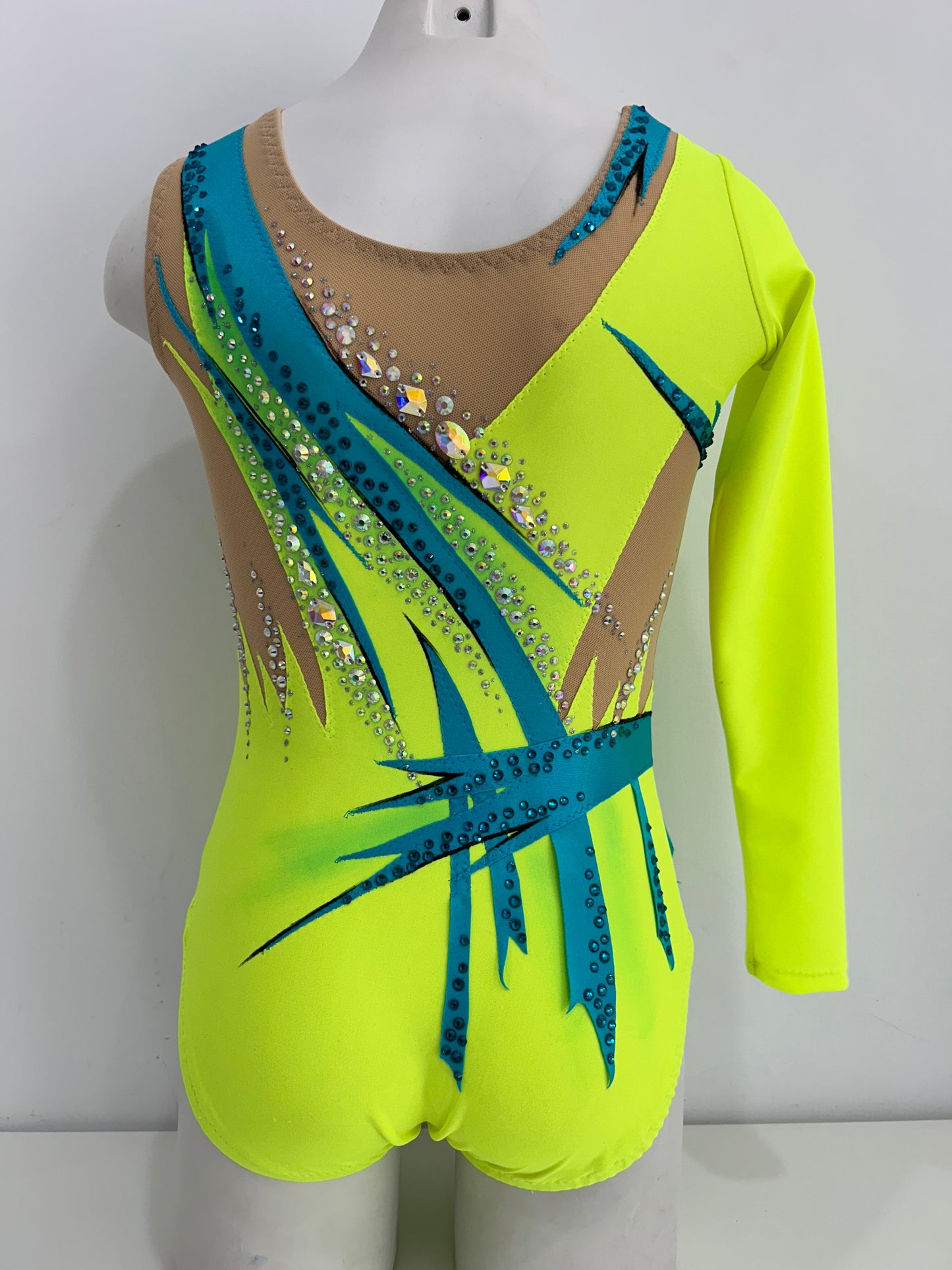 Maillot amarillo flúor y turquesa ~ Talla 12