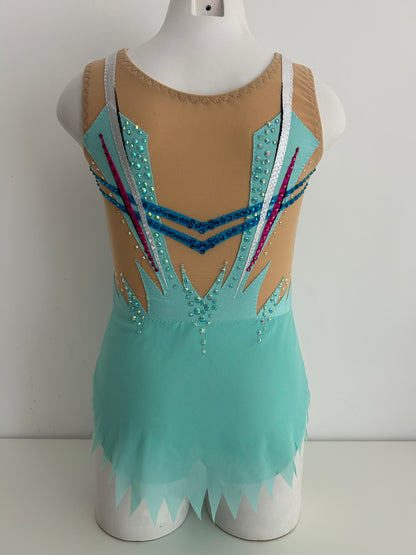 Maillot turquesa, rosa y plata ~talla 10
