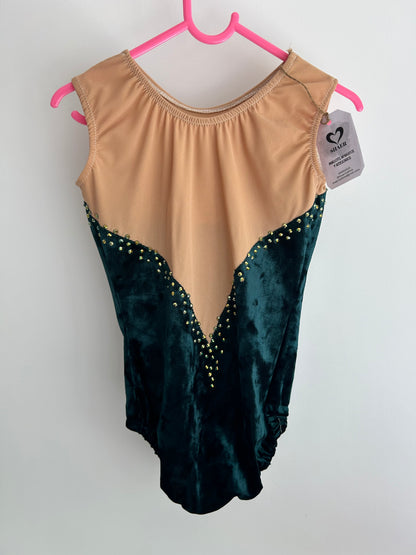 Maillot dorado y verde terciopelo ~ Talla 12