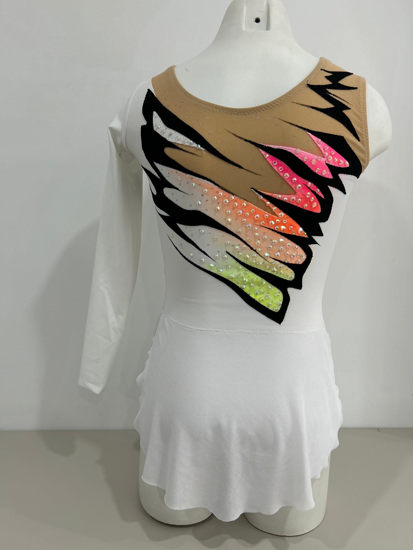 Maillot blanco,negro y flúor ~ Talla 14