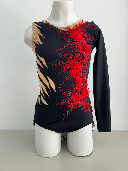Maillot negro con flores ~ Talla 16