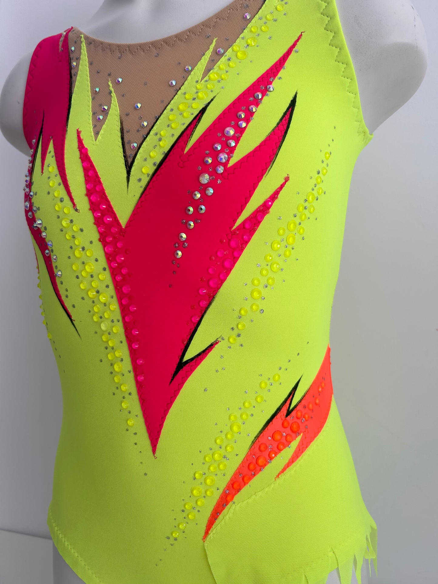 Maillot amarillo flúor y rosa ~ Talla 12