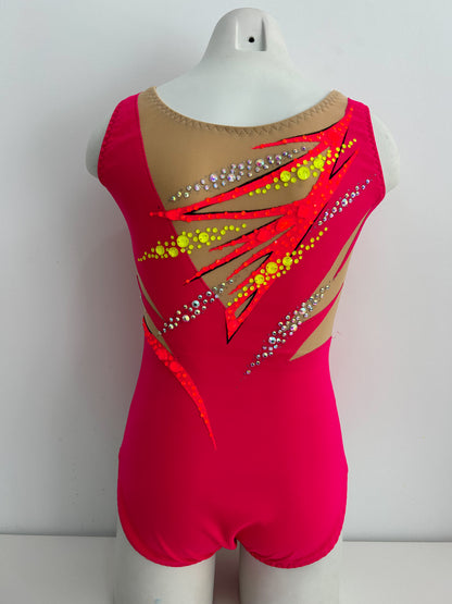 Maillot frambuesa , naranja y amarillo ~ Talla 14