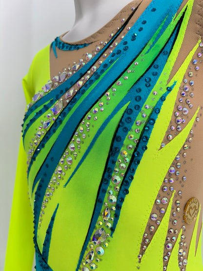 Maillot amarillo flúor y turquesa ~ Talla 12