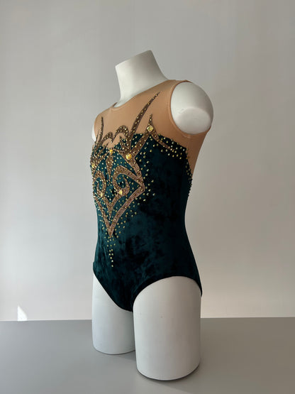 Maillot dorado y verde terciopelo ~ Talla 12