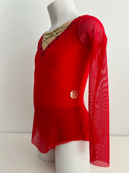 Maillot rojo y dorado ~ talla 10