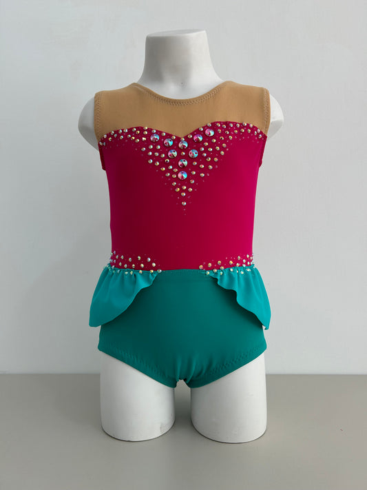 Maillot fucsia y azul verdoso ~ Talla 6