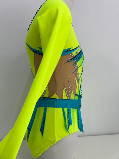 Maillot amarillo flúor y turquesa ~ Talla 12