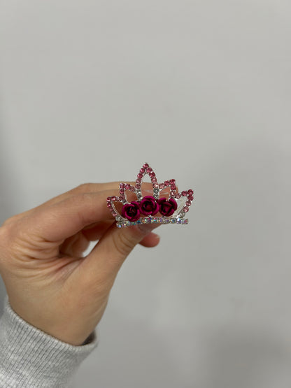 Adorno de moño - coronita metal de flores