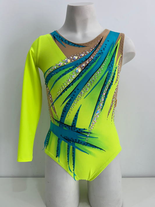 Maillot amarillo flúor y turquesa ~ Talla 12