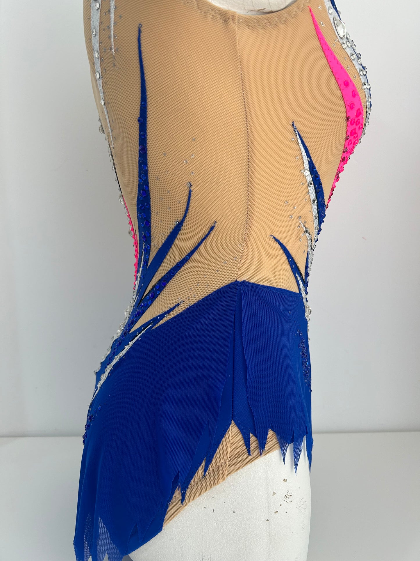 Maillot azul, rosa plata ~ talla 16