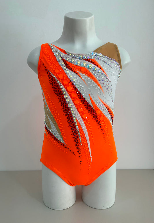 Maillot blanco y naranja ~ Talla 10