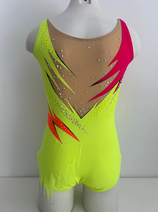 Maillot amarillo flúor y rosa ~ Talla 12